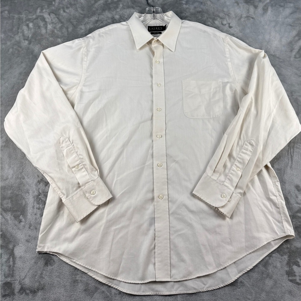 Lauren Ralph Lauren Shirt Mens 17.5 34/35 Non Iron Cream Button-Down EUC